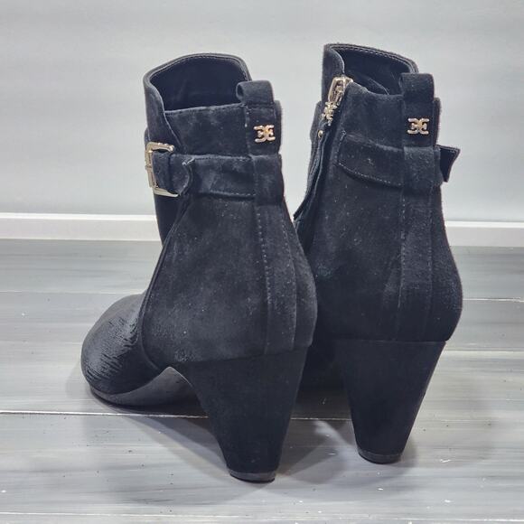 Sam Edelman Mandi Ankle Boots Black Suede Leather Buckle Detail Size 10 - Picture 8 of 10